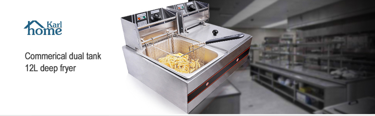 karlhome 5000W 12 L Electric Deep Fryer Portable Dual Tank Basket Commercial Restaurant